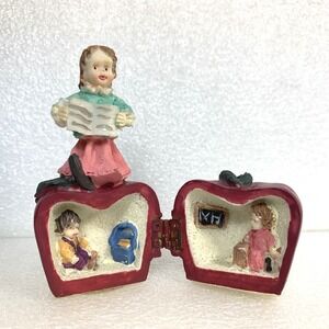 Vintage K's Collection Hinged Resin Teacher's Day Apple‎ Shape 3.5" Figurine